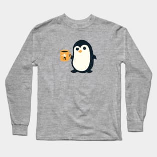 Penguin Coffee Business Man Long Sleeve T-Shirt